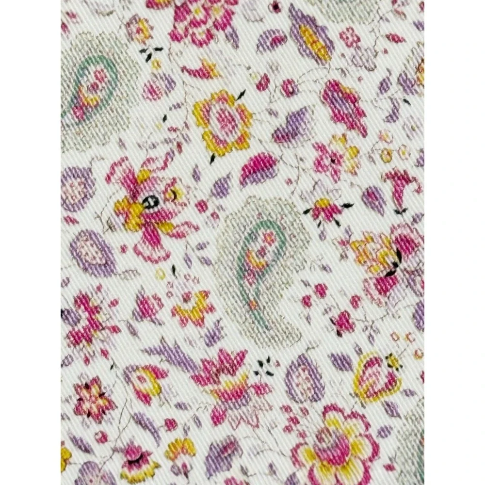 Etro Milano Womens Paisley Floral Print‎ Straight Leg Jeans White Pink Size 29